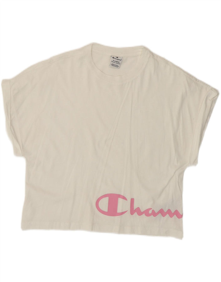 Champion Crop Graphic T-Shirt für Mädchen, 13–14 Jahre, XL, weiße Baumwolle