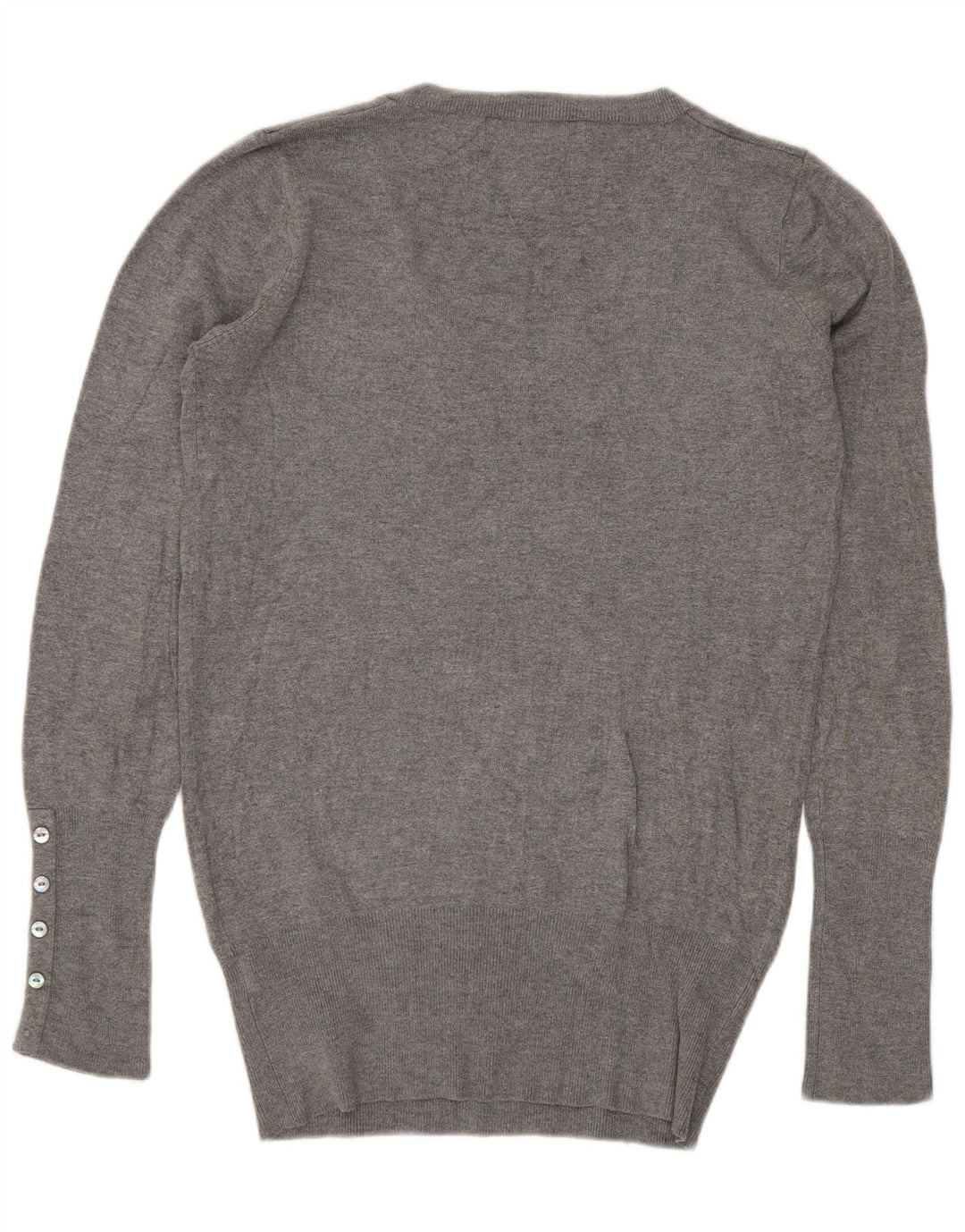 Zara Damen-Pullover mit V-Ausschnitt, UK 12, mittelgraues Viskose