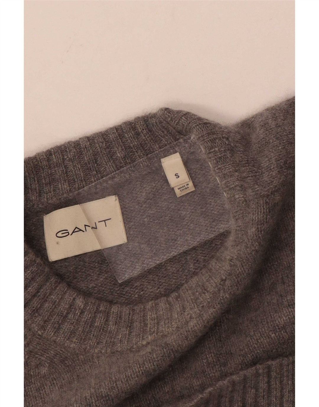 Gant Herren-Pullover mit Rundhalsausschnitt, Größe S, Grau