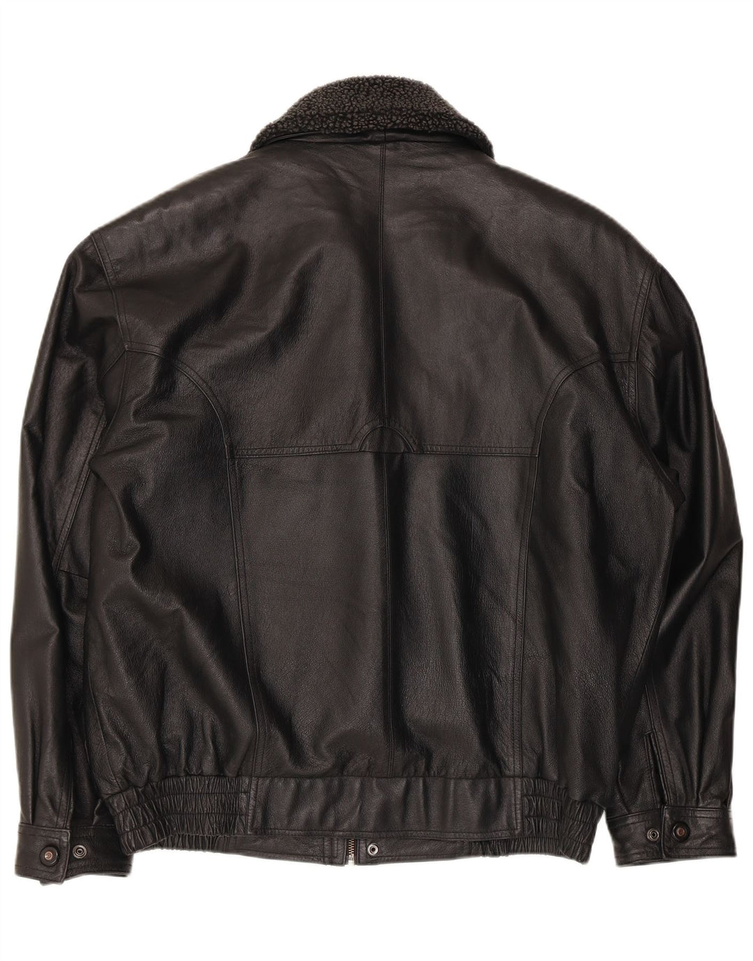 Vintage Herren-Bomberjacke aus Kunstleder, UK 40, großes schwarzes Polyester