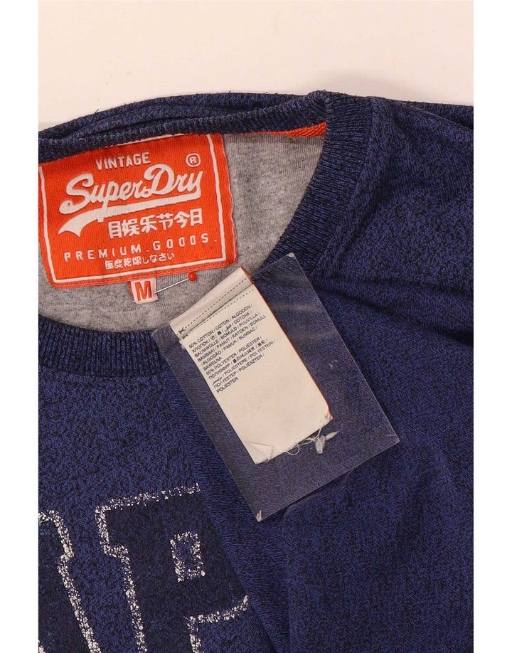 Superdry Herren Grafik-T-Shirt-Oberteil aus mittelblau gefleckter Baumwolle