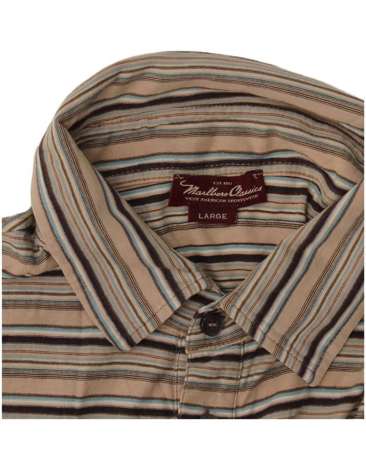 Marlboro Classics Herren-Poloshirt, groß, beige gestreift