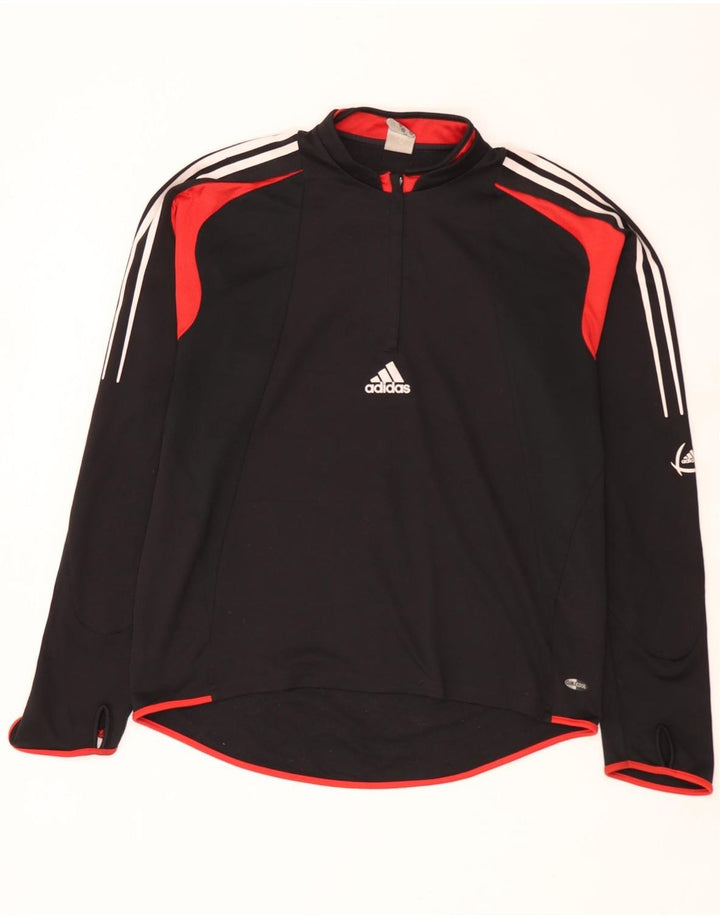 Adidas Herren-Trainingsanzug-Oberteil mit Reißverschluss am Hals, groß, Schwarz, Farbblock