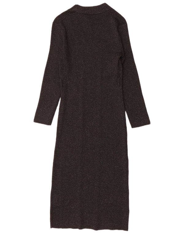 Dkny Langarm-Pulloverkleid für Damen, UK 12, Mittelschwarz geflecktes Viskose