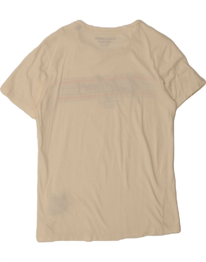 JACK & JONES Mens Graphic T-Shirt Top  Small Off White Cotton Vintage Jack & Jones and Second-Hand Jack & Jones from Messina Hembry 