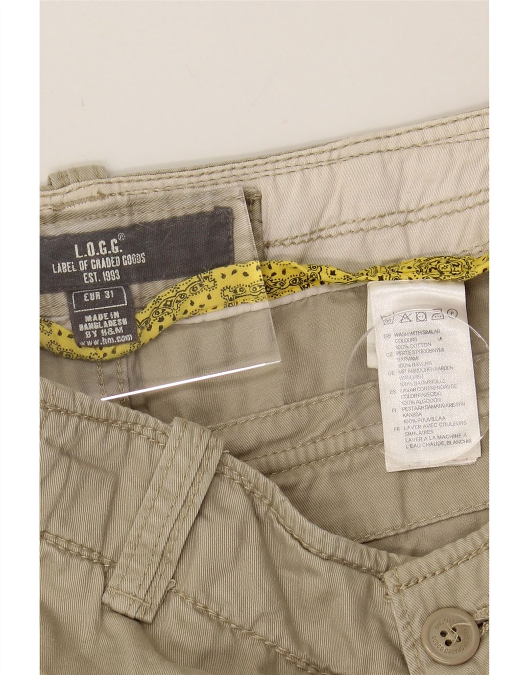 L.O.G.G Mens Cargo Shorts W31 Medium Beige Cotton Vintage L.O.G.G and Second-Hand L.O.G.G from Messina Hembry 