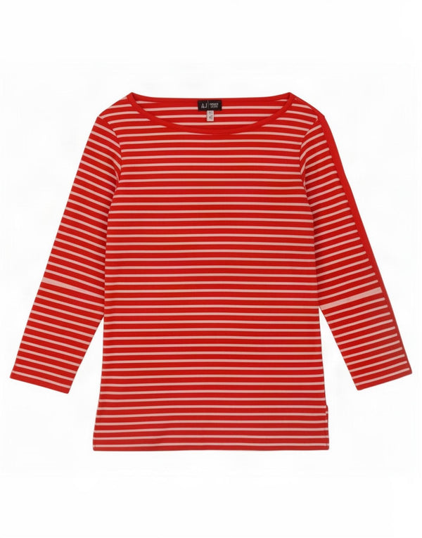 Armani Jeans Damen Top 3/4 Ärmel UK 10 Small Rot gestreift