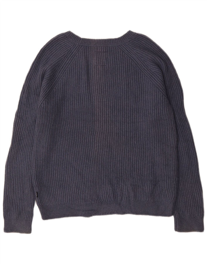Fat Face Herren-Pullover mit U-Boot-Ausschnitt, groß, marineblaue Baumwolle