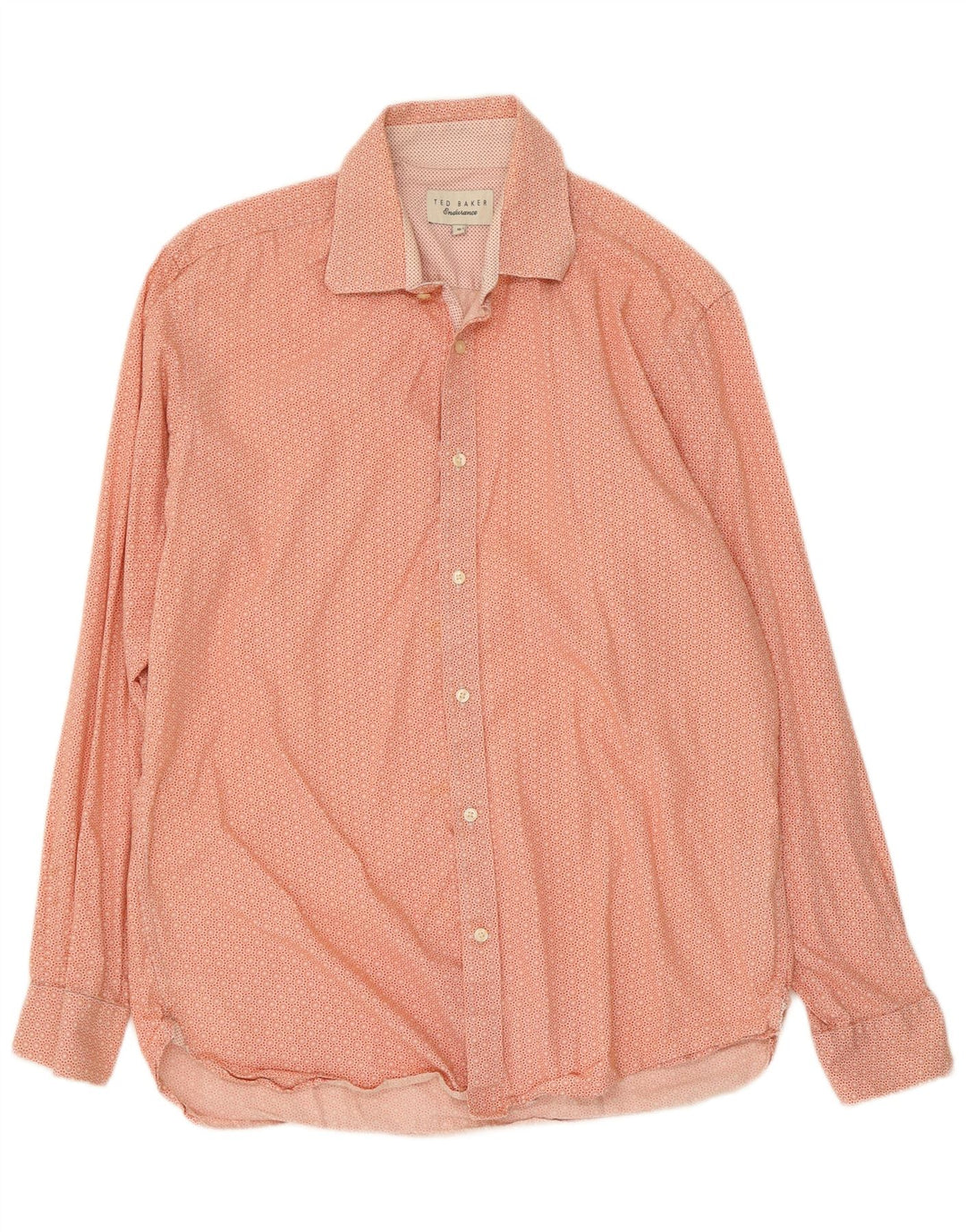 TED BAKER Mens Shirt Size 16 Large Orange Floral Cotton