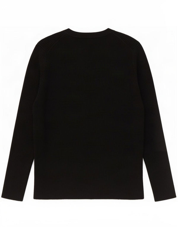 Zara Damen Crop Crew Neck Pullover Pullover UK 8 Small Schwarze Viskose