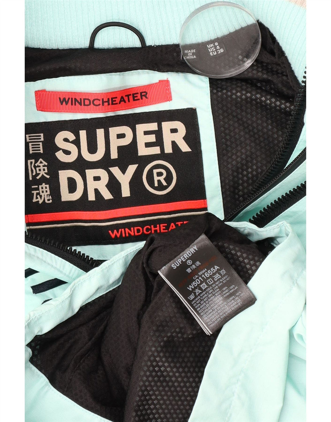 Superdry Damen The Windcheater Graphic Bomberjacke UK 8 Small Türkis