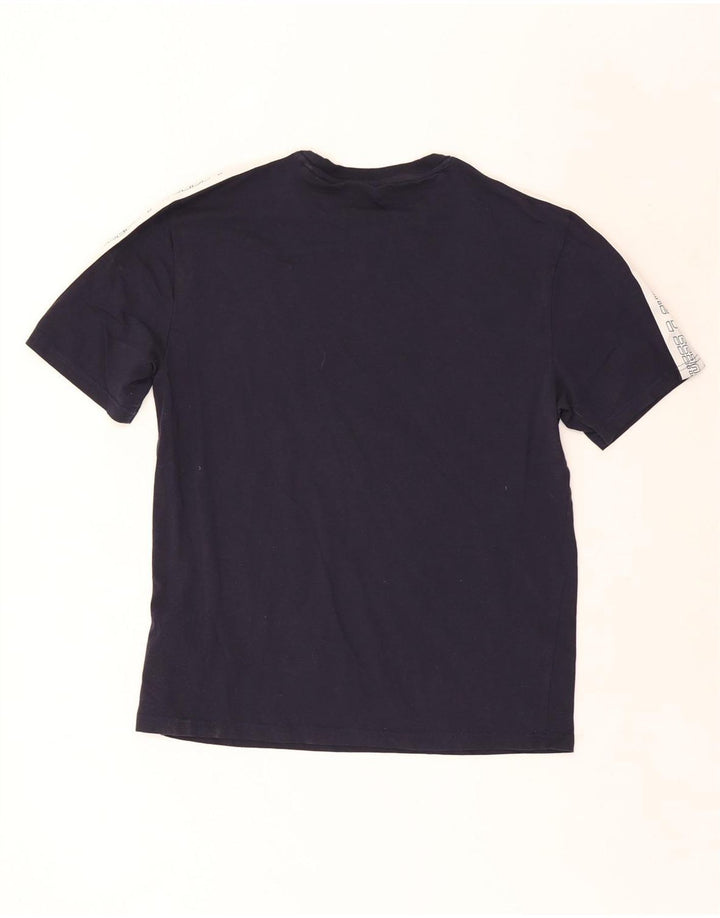 Guess Herren-T-Shirt mit Grafik, mittleres Marineblau, Colourblock-Baumwolle