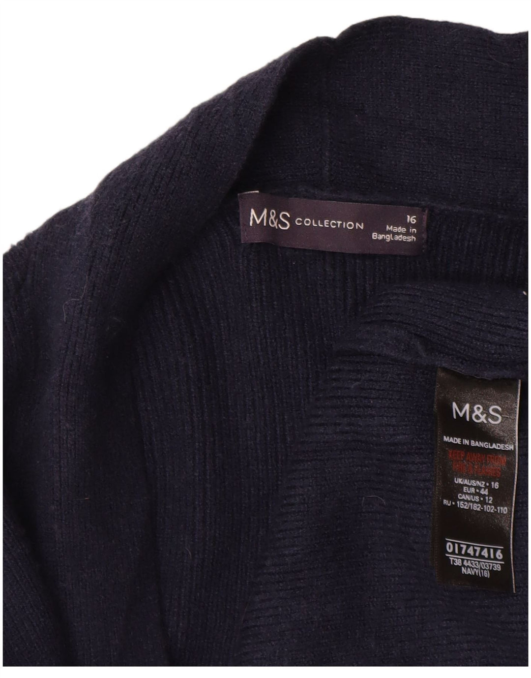 Marks & Spencer Damen Longline Open Cardigan Pullover UK 16 Large Marineblau