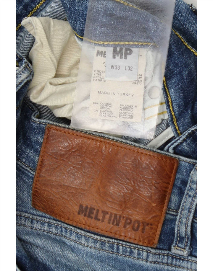 Meltin' Pot Herren Slim Jeans W33 L32 Blaue Baumwolle