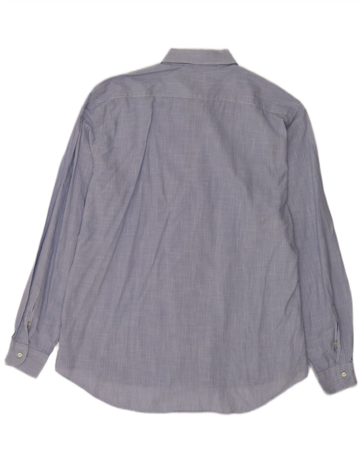 Etro Herrenhemd, Größe 43, große blaue Nadelstreifen-Baumwolle