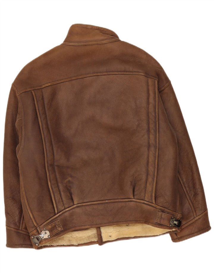 Vintage Herren Shearling Jacke UK 42 XL Braun Shearling