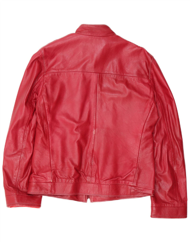 Vintage Damen Leder Bomberjacke IT 46 Large Rot