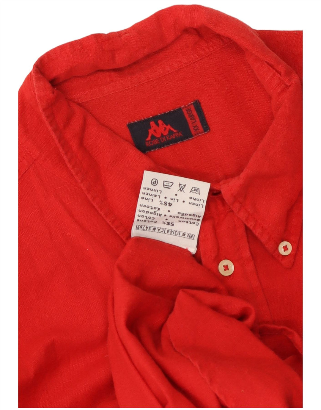 Kappa Herren Kurzarmhemd 2XL Rote Baumwolle