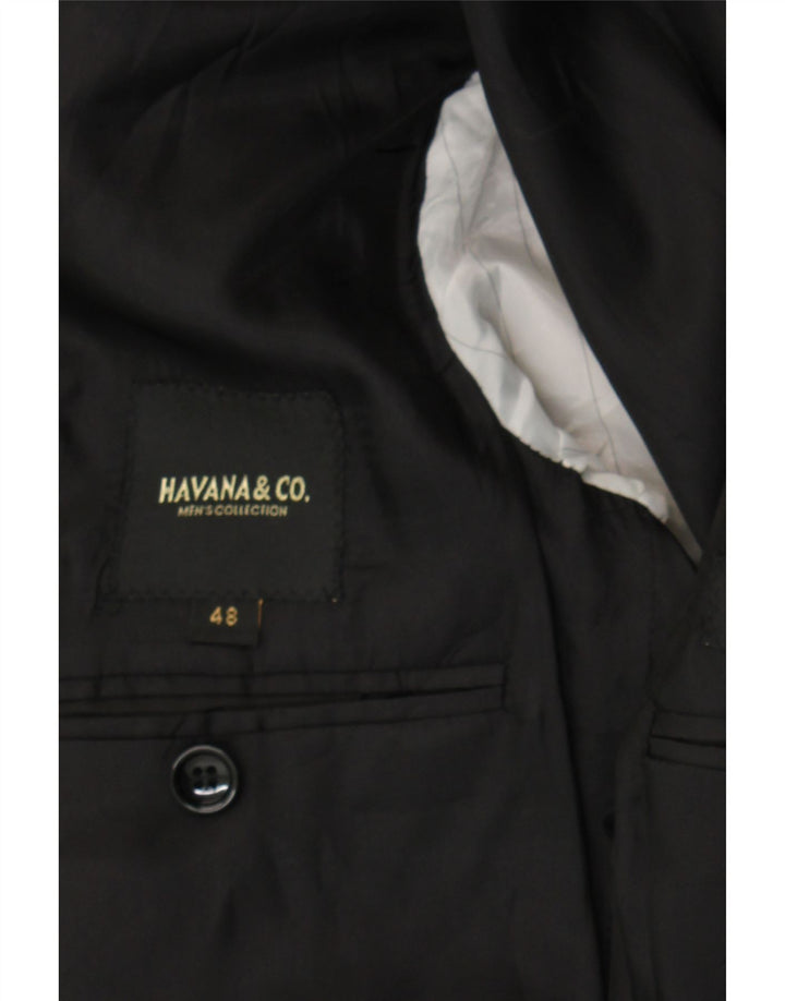 HAVANA & CO Herren-Blazerjacke mit 2 Knöpfen, IT 48, Mittelschwarzes Polyester