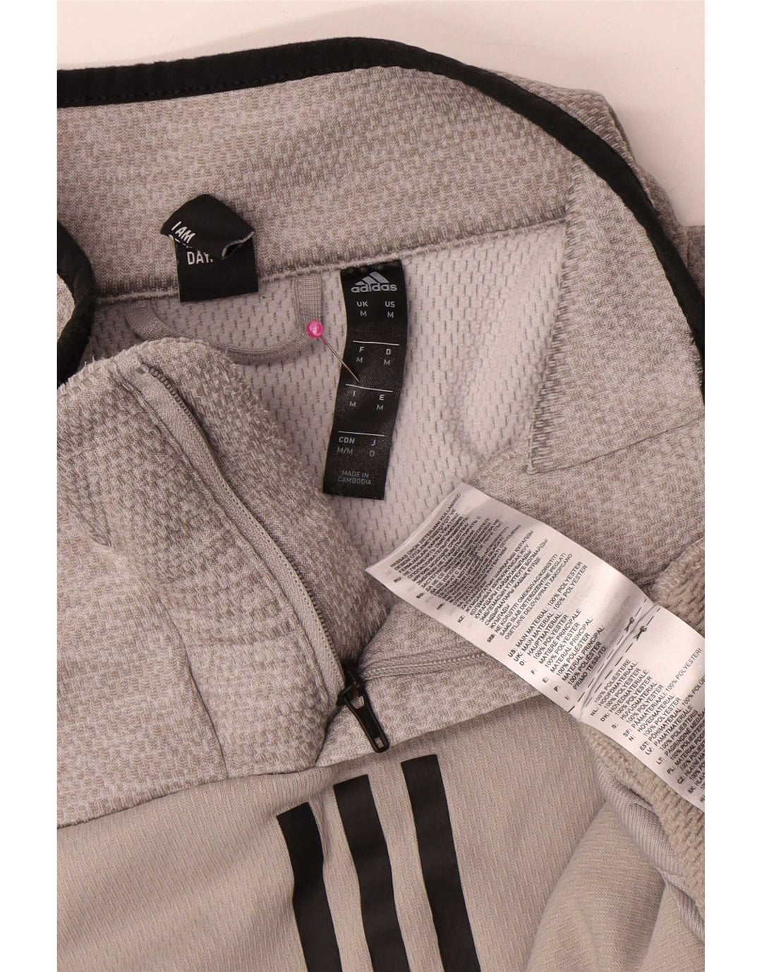 Adidas Herren Climawarm Zip Neck Pullover Trainingsanzug Top Mittelgraues Polyester