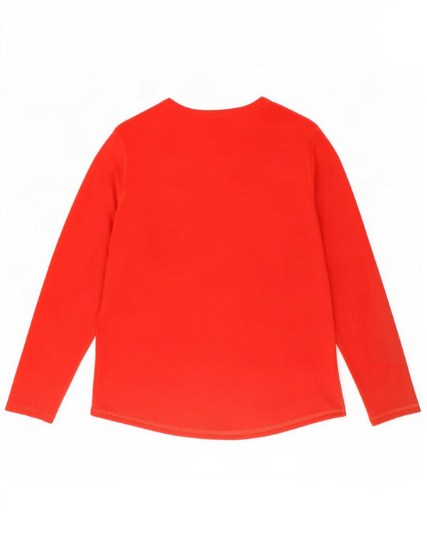 Marks & Spencer Womens Graphic Top Langarm UK 16 Large Rote Baumwolle