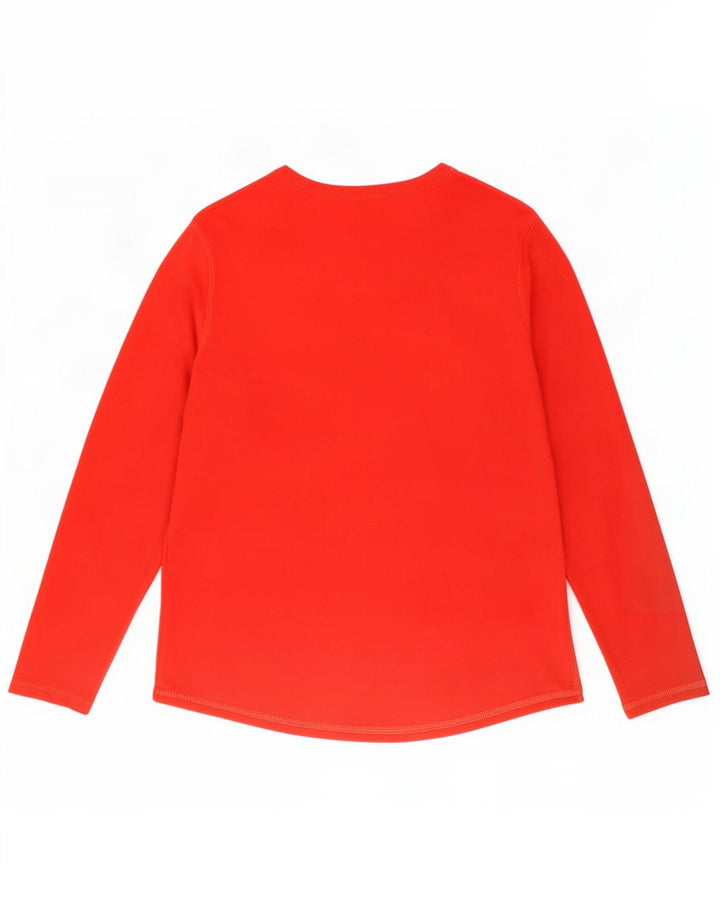 Marks & Spencer Womens Graphic Top Langarm UK 16 Large Rote Baumwolle