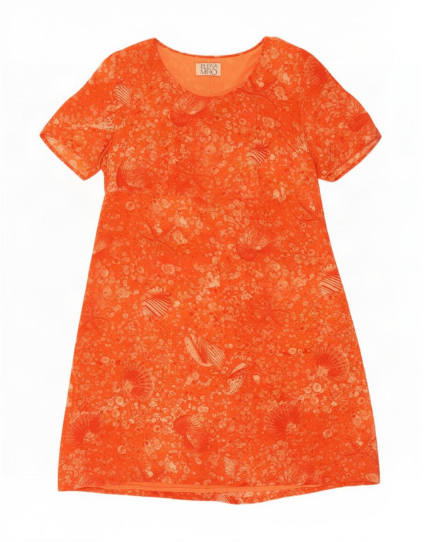 ELENA MIRO Damen A-Linien-Kleid mit abstraktem Muster UK 24 4XL Orange Viskose