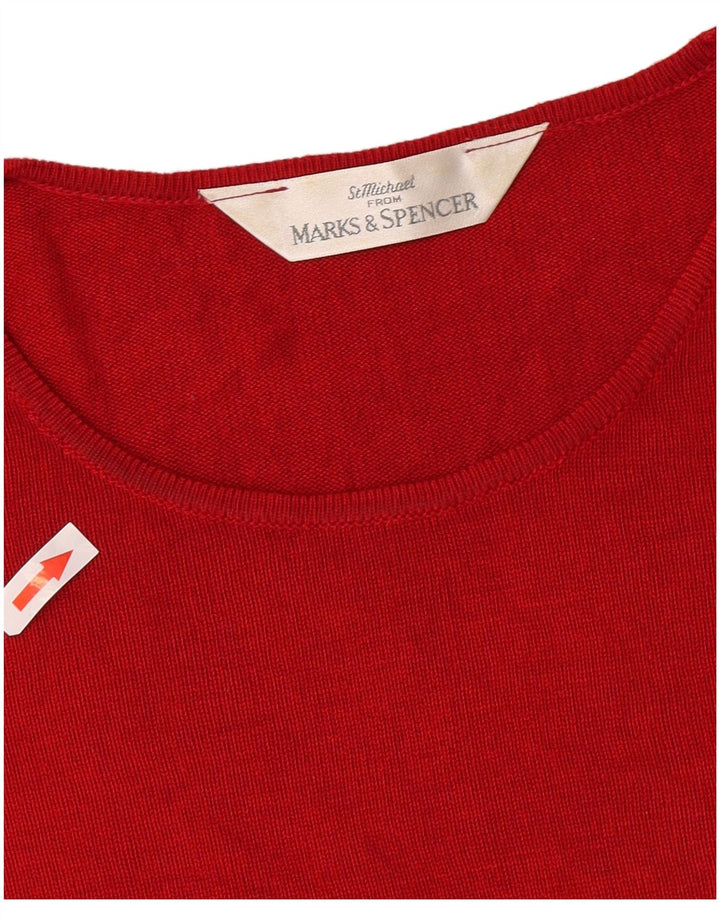 Marks & Spencer Damen T-Shirt Top UK 14 Large Rote Viskose