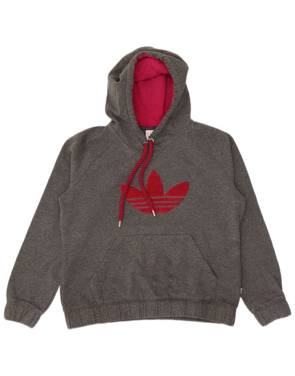Adidas Damen Graphic Hoodie Pullover EU 42 Mittelgrau gefleckte Baumwolle