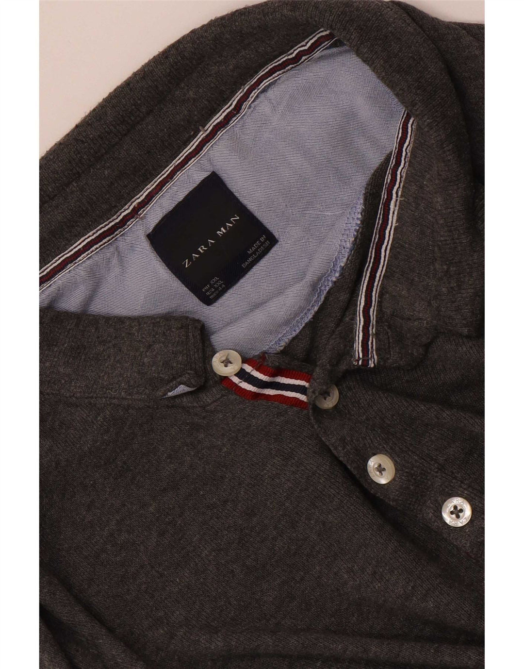 Zara Herren Langarm-Poloshirt 2XL Grau
