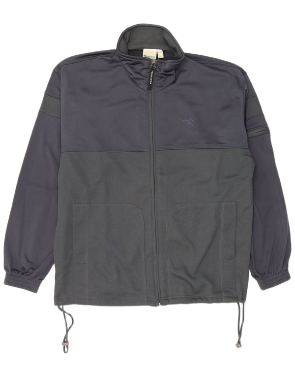 Diadora Herren-Trainingsanzug-Top-Jacke, UK 42, Größe L, Marineblau, Farbblock
