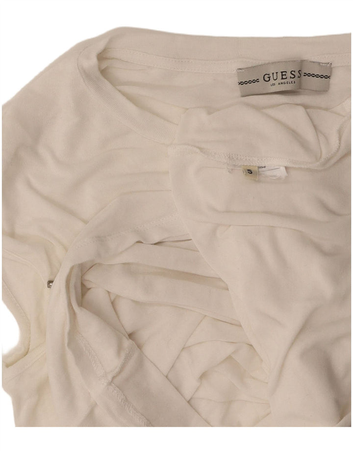 GUESS Damen T-Shirt Top UK 10 Small Weiß