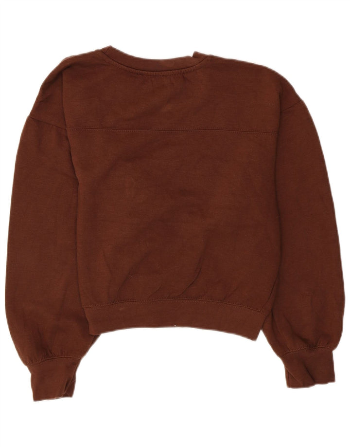 Zara Damen Crop Sweatshirt Pullover UK 14 Mittelbraunes Polyester