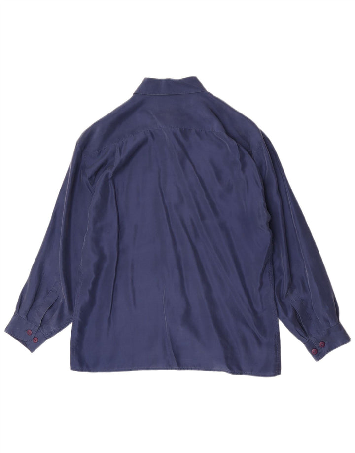 Vintage Herrenhemd Medium Marineblaue Seide