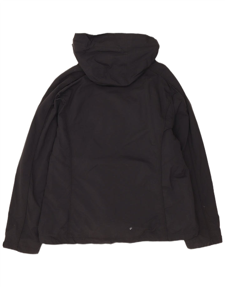L.L.Bean Damen-Windbreaker-Jacke mit Kapuze, übergroß, Gr. 14, mittelschwarz