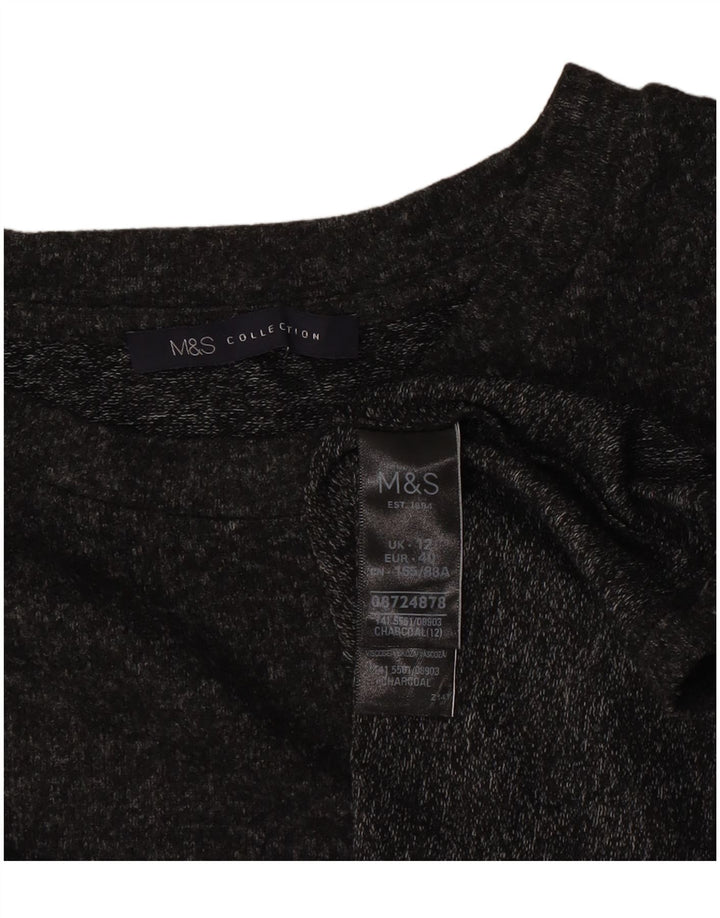 Marks & Spencer Damen Top Langarm UK 12 Mittelgraues Polyester