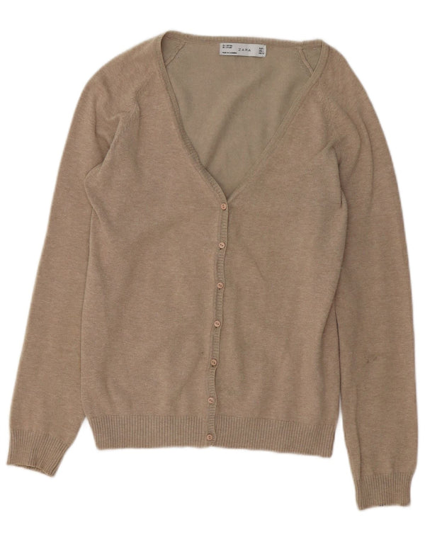 Zara Damen-Cardigan-Pullover UK 14 Large Graues Nylon