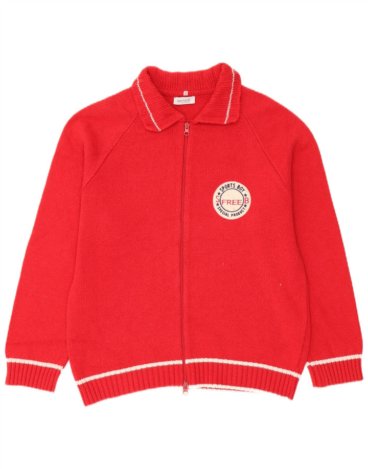 Bernardi Womens Graphic Full Zip Cardigan Pullover US 8 Mittelrote Baumwolle