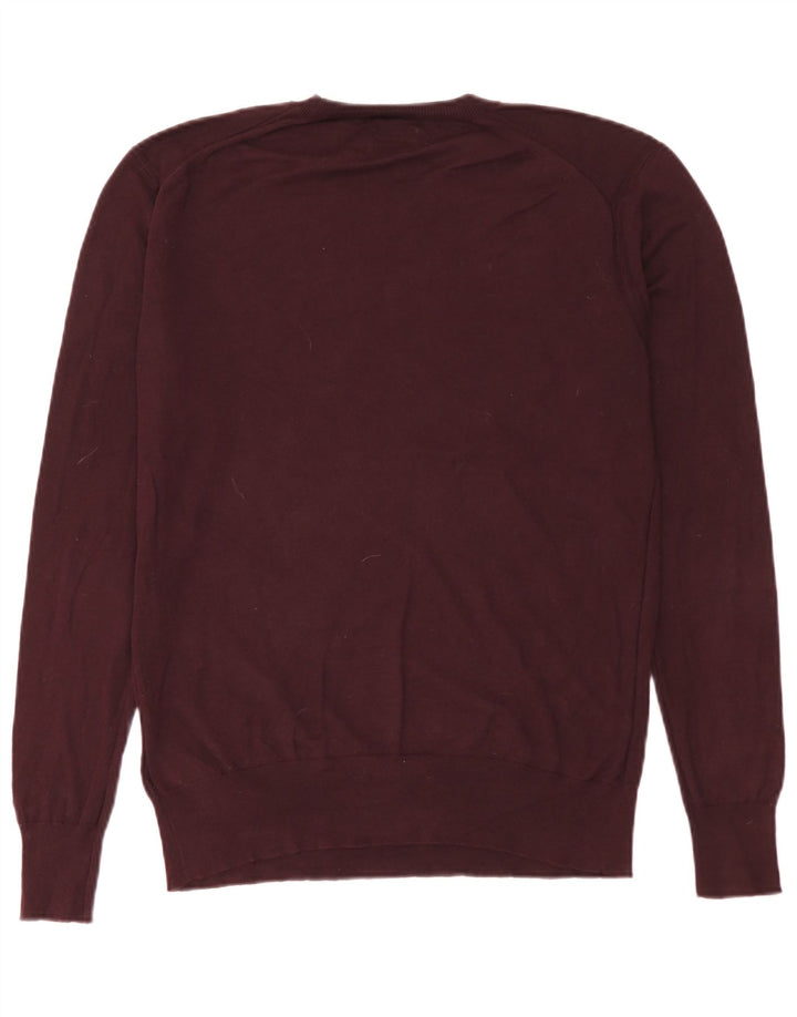 All Saints Herren-Pullover mit Rundhalsausschnitt, mittelgroße burgunderrote Baumwolle