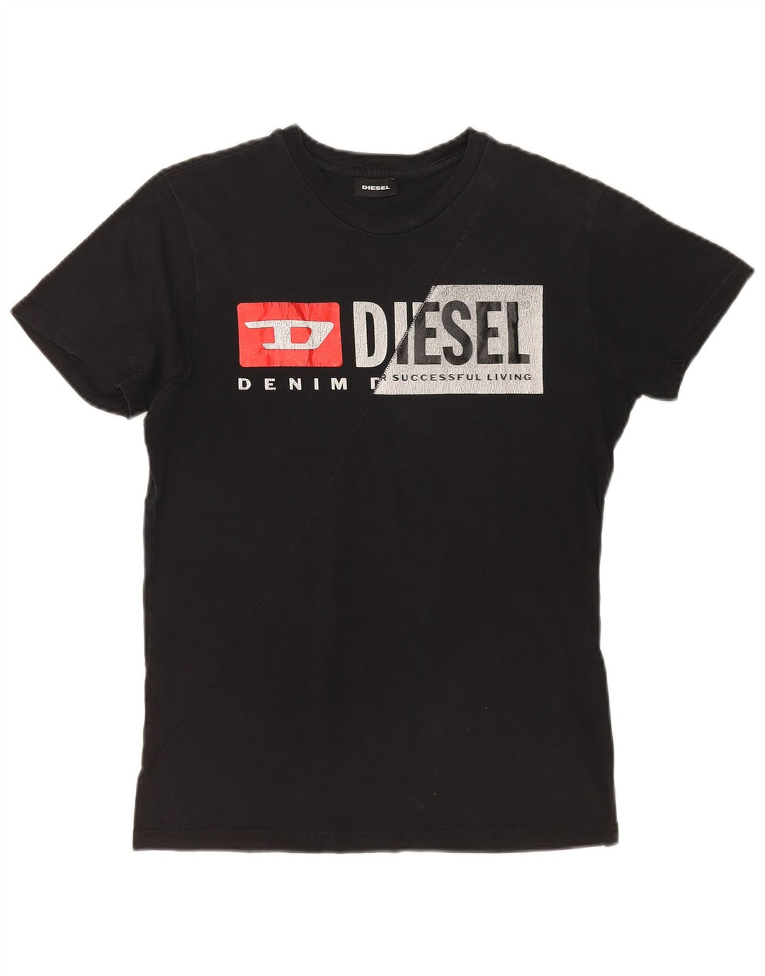 DIESEL Herren-T-Shirt mit Grafik, Größe S, schwarze Baumwolle