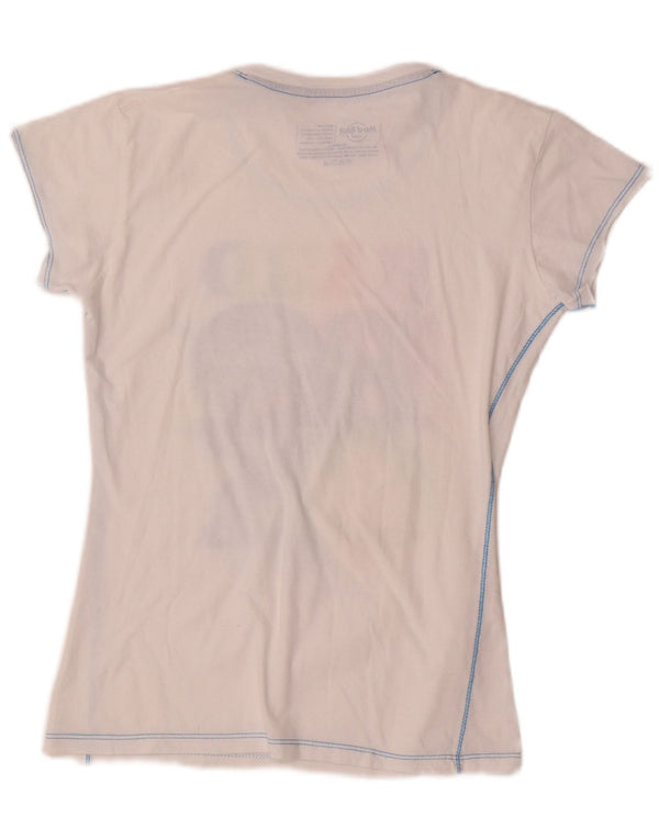 Hard Rock Cafe Damen Paris Graphic T-Shirt Top UK 12 Mittelweiße Baumwolle