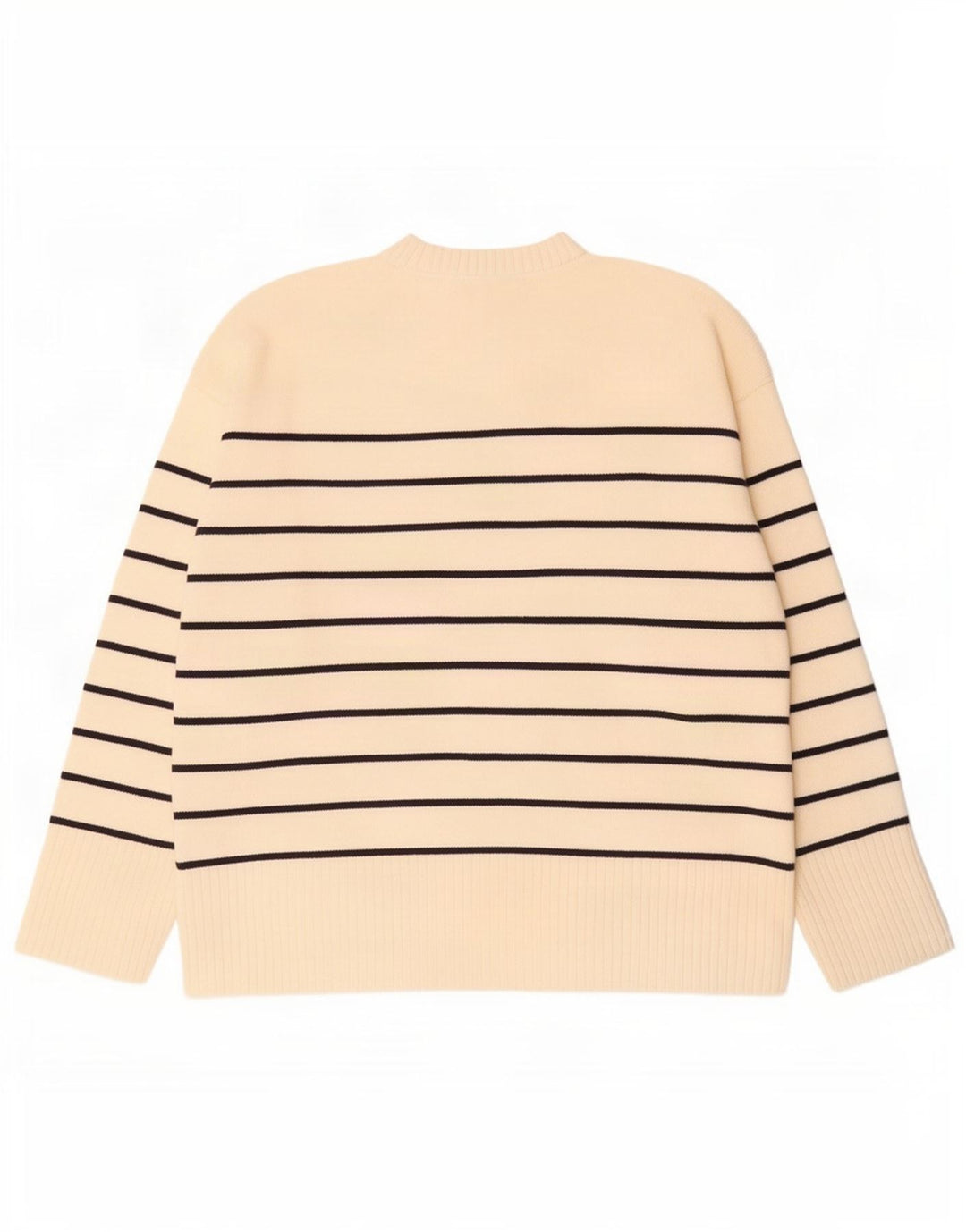 Zara Damen-Pullover mit Rundhalsausschnitt, Gr. 14, Mittel, gebrochenes Weiß, gestreift