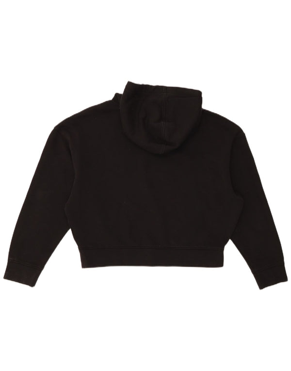 Calvin Klein Damen Übergroßer Crop Hoodie Pullover UK 14 Mittelschwarze Baumwolle