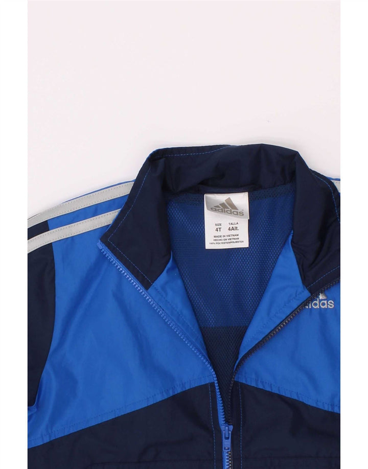 Adidas Jungen-Trainingsanzug-Top-Jacke, 3–4 Jahre, marineblaues Farbblock-Polyester