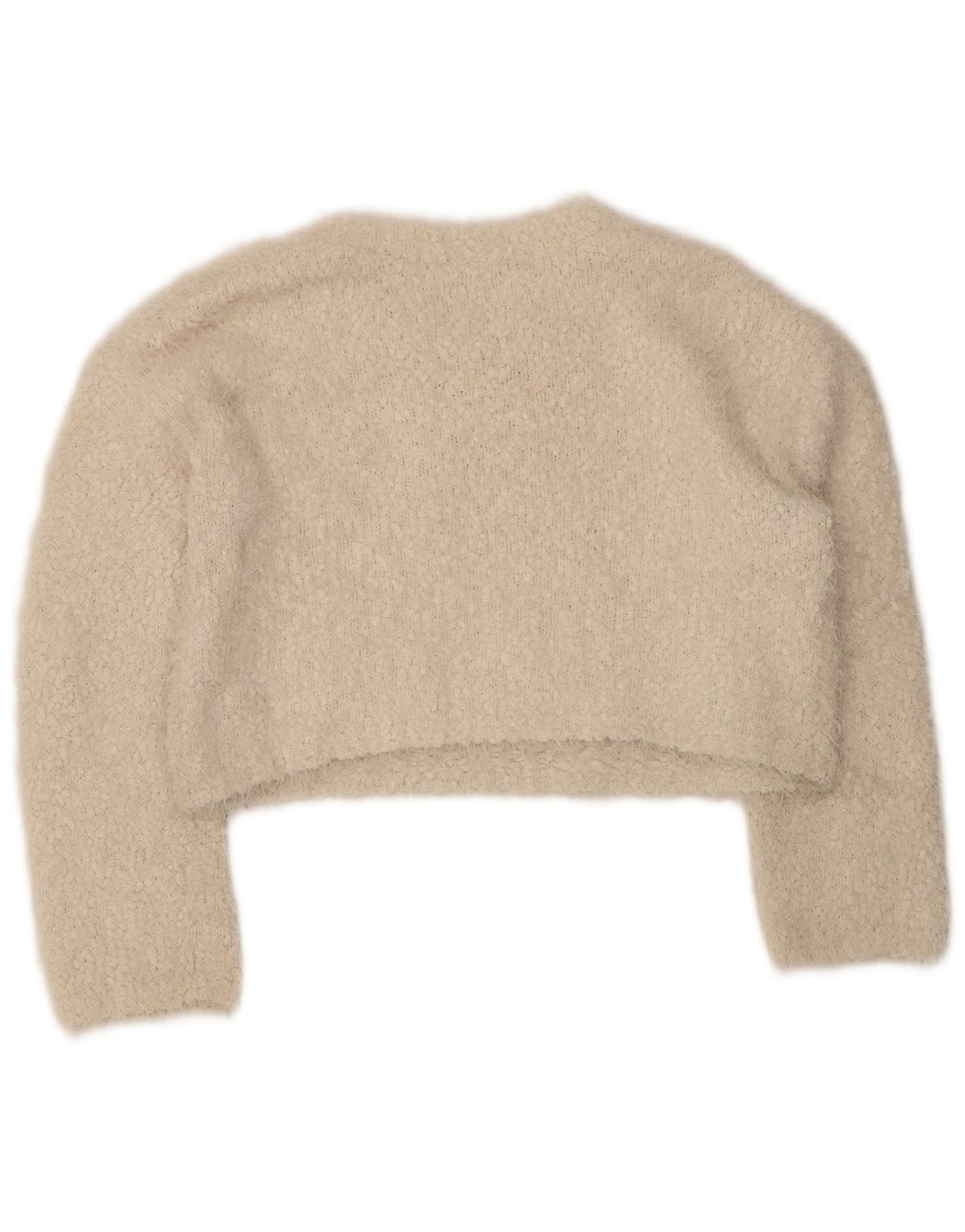 Zara Damen Crop-Pullover mit U-Boot-Ausschnitt, UK 14, mittelbeigefarbenes Polyester