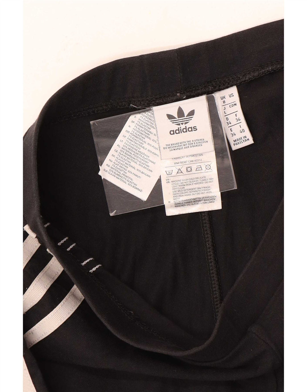 Adidas Damen Leggings UK 8 Small Schwarz Baumwolle