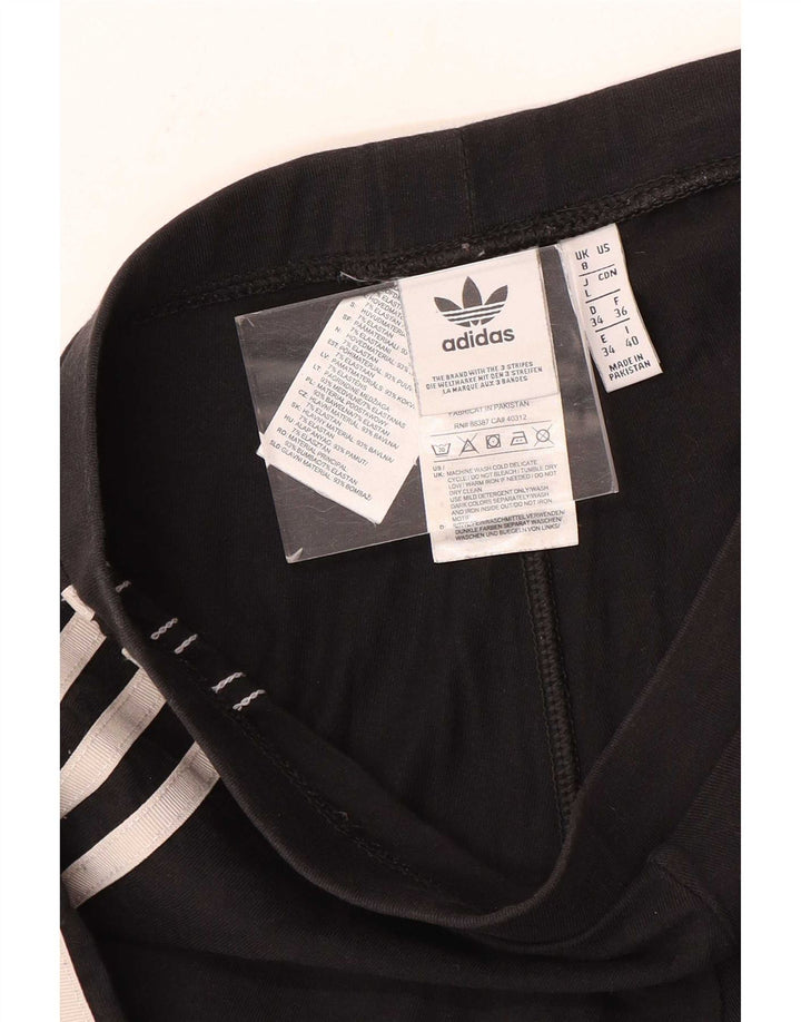 Adidas Damen Leggings UK 8 Small Schwarz Baumwolle