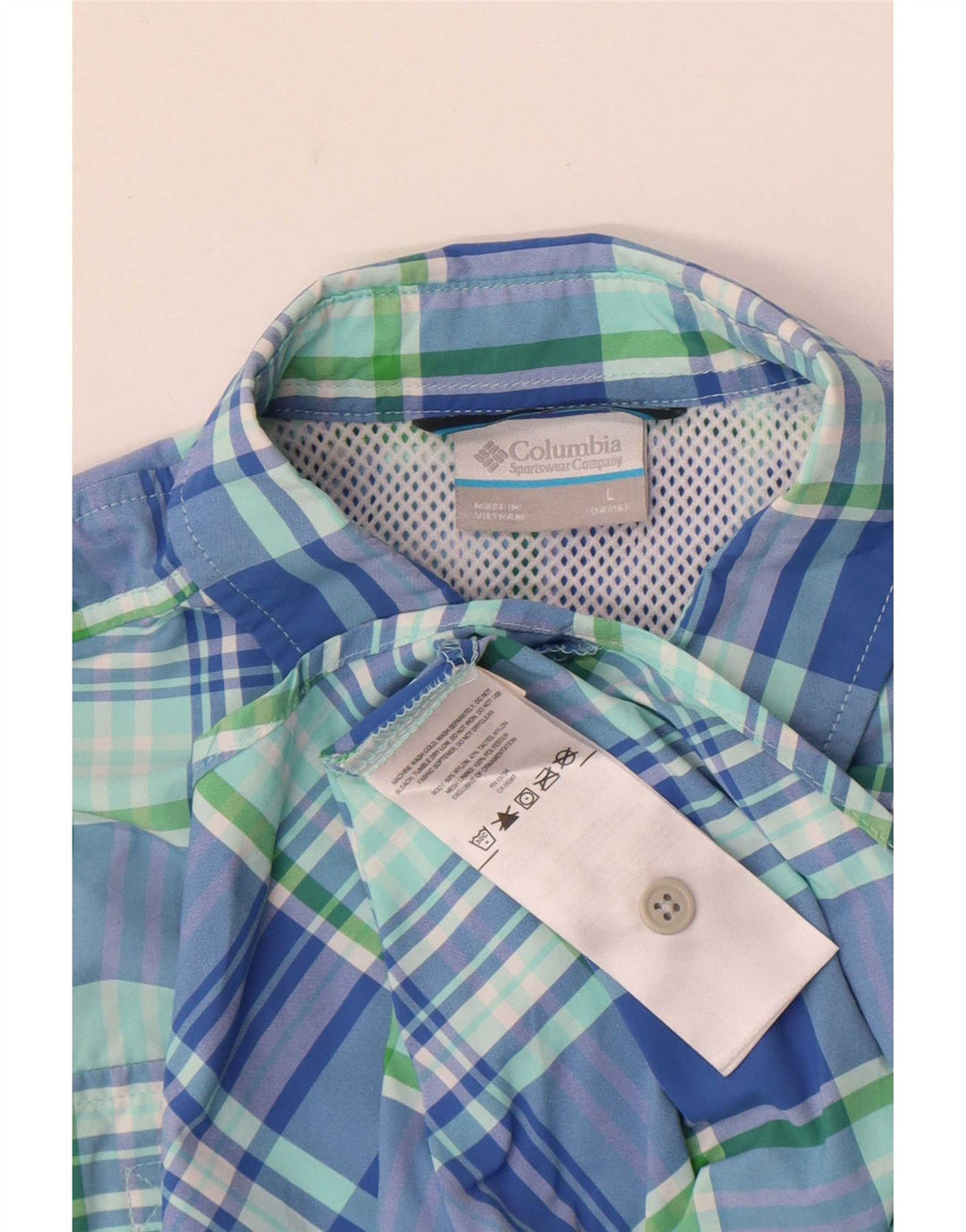 Columbia-Hemd für Jungen, 11–12 Jahre, groß, blau kariert, Nylon