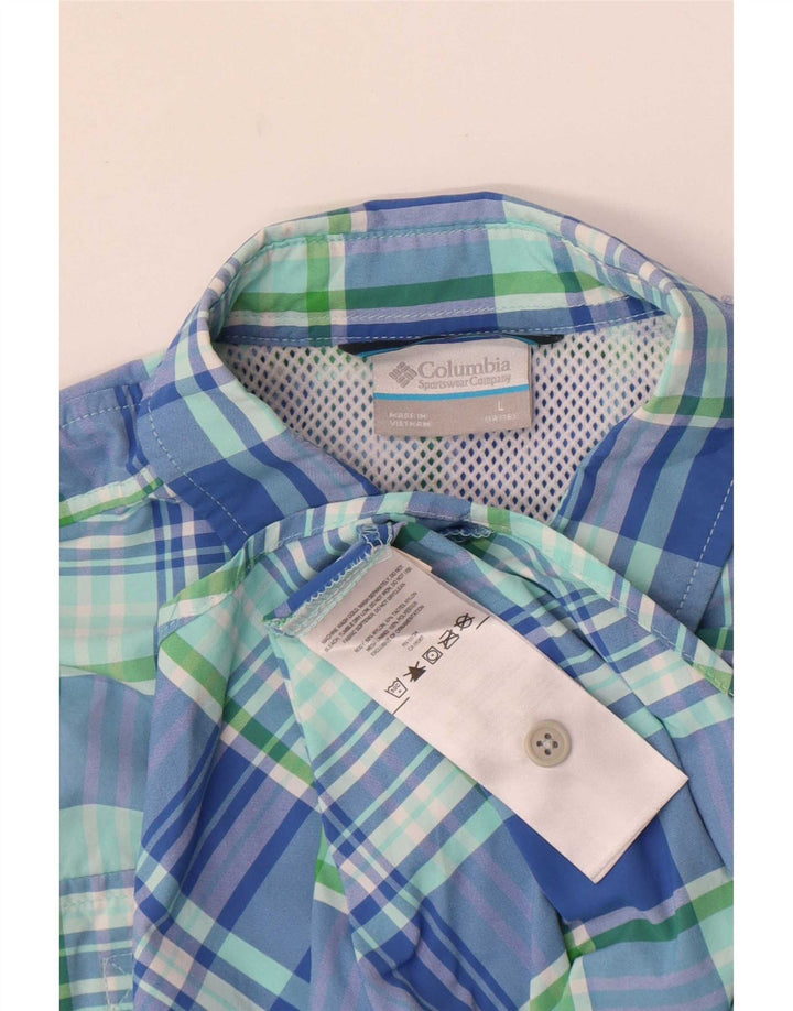 Columbia-Hemd für Jungen, 11–12 Jahre, groß, blau kariert, Nylon