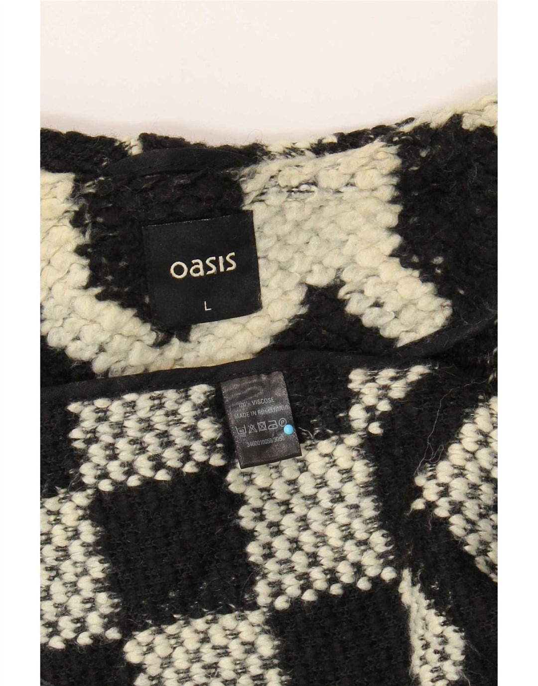 Oasis Damenmantel UK 16 Große schwarze geometrische Viskose